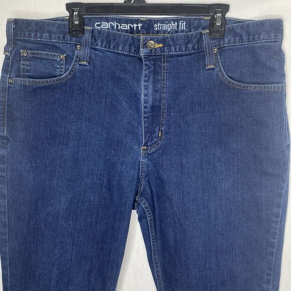 CARHARTT Jeans Rugged Flex Workwear Straight Fit Denim Mens 40x32 Dark Wash Blue - Picture 8 of 11